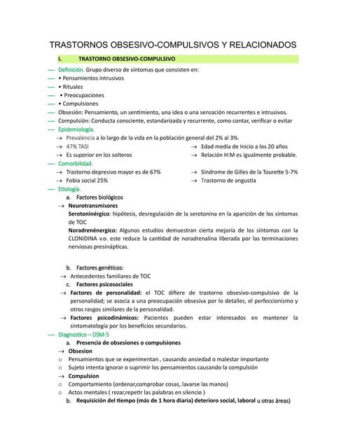 Trastornos Obsesivo- Compulsivos y Relacionados 