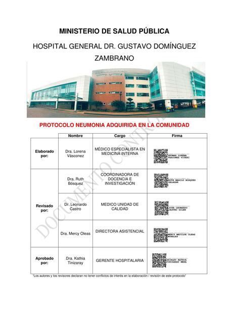 Protocolo neumonia adquirida en la comunidad