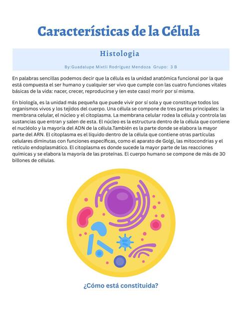 Características de la célula  