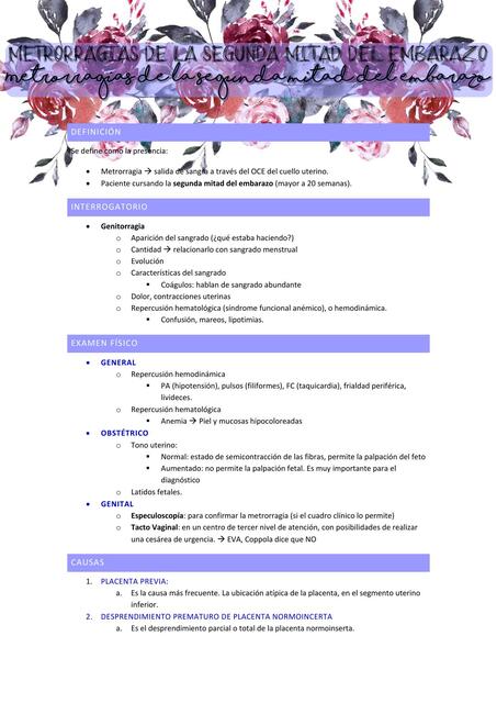  Metrorragias de la segunda mitad del embarazo