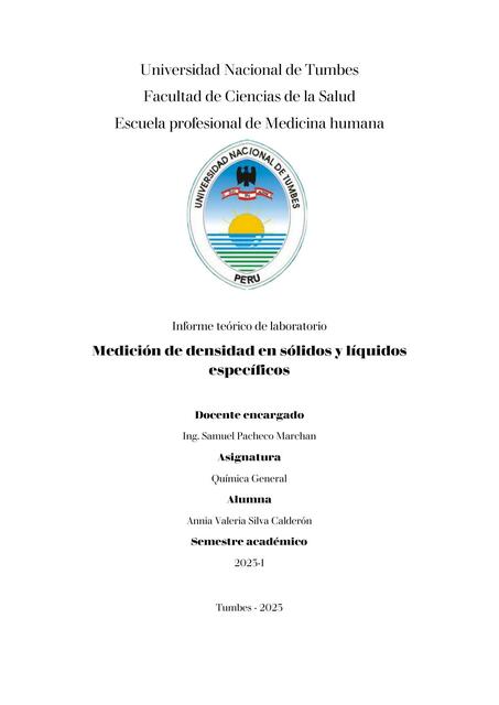 Medición de Densidad en Sólidos y Líquidos Específicos 