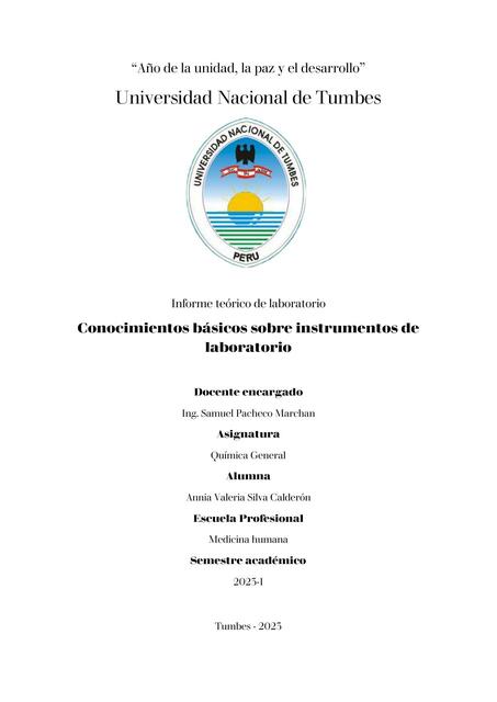 Informe laboratorio química Conocimientos básicos sobre instrumentos de laboratorio