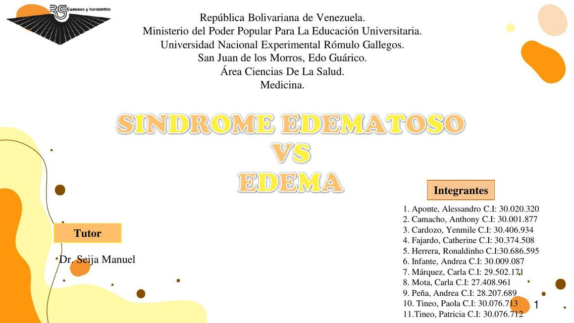 Sx edematoso vs Edema