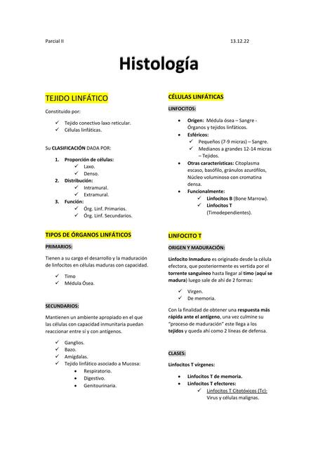 Histología Parcial II