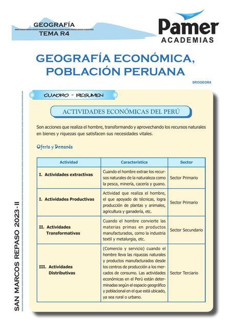 Geografía Económica, Población Peruana 