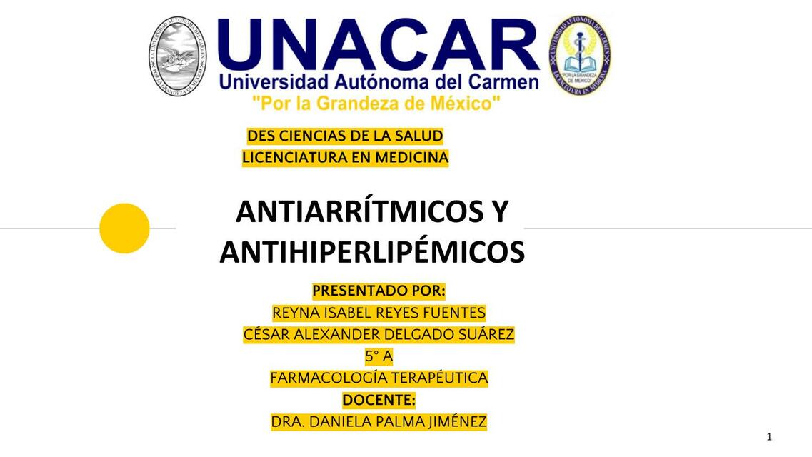 ANTIARRITMICOS Y ANTIHIPERLIPÉMICOS