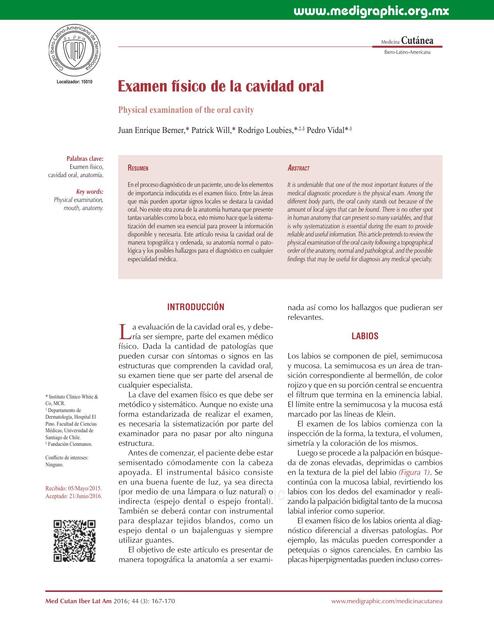 Examen físico de la cavidad oral 