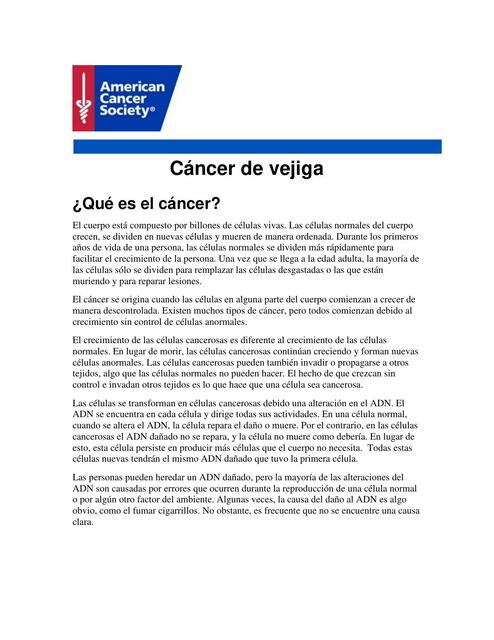 Cáncer de Vejiga