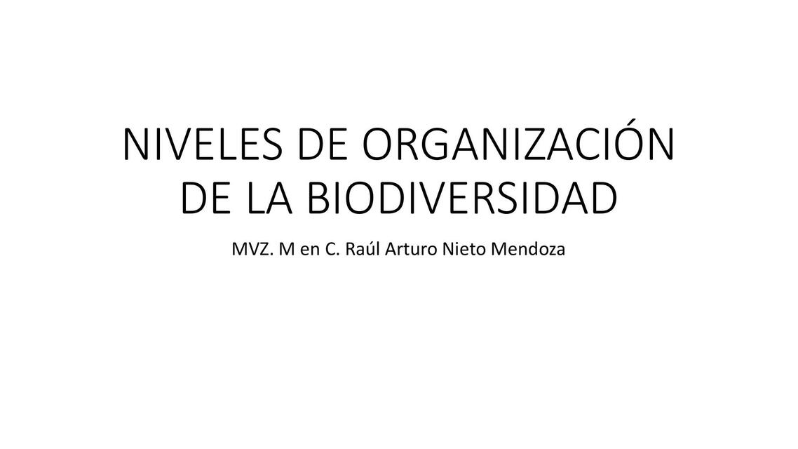 Niveles de Organización de la Biodiversidad 