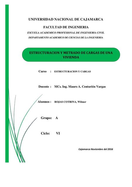 Estructuración y Metrado de Cargas de una Vivienda