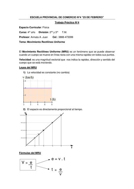 Movimiento Rectilíneo Uniforme 