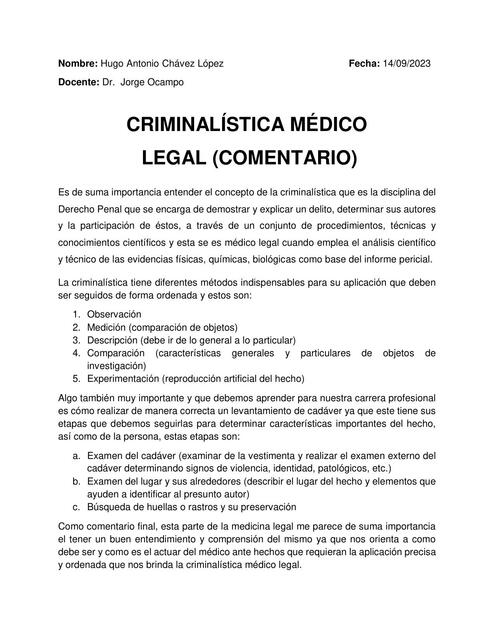 Criminalística Médico Legal 