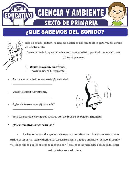 Que Sabemos del Sonido para Sexto de Primaria