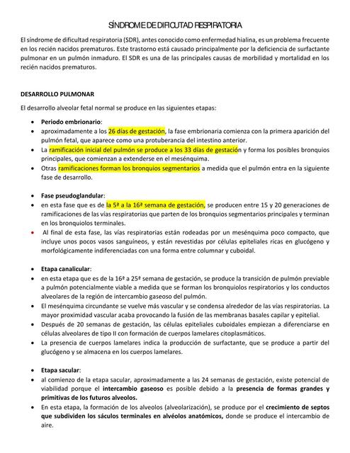 SÍNDROME DE DIFICUTAD RESPIRATORIA