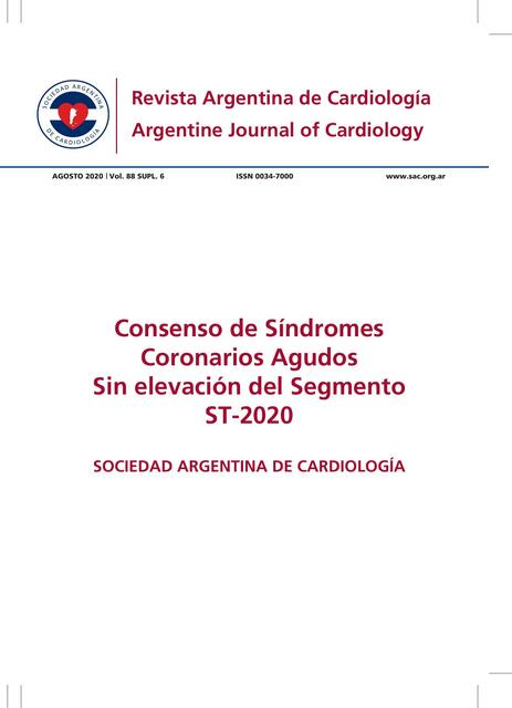 Consenso de Síndromes Coronarios Agudos Sin Elevación del Segmento ST-202