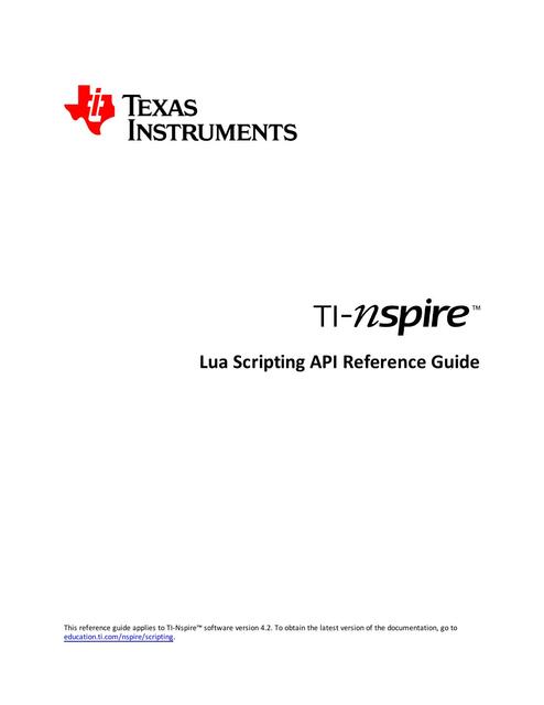 Ti Nspire Lua Scripting Api Reference Guide