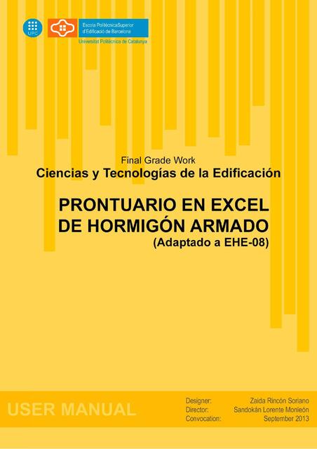 Prontuario en Excel HA User Manual English 