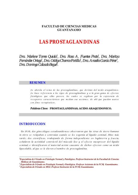 Las Prostaglandinas