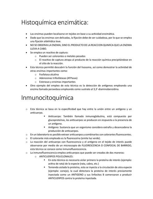 Histoquímica enzimática e inmunofluorescencia