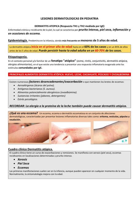 Lesiones dermatológicas de pediatría