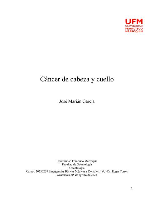 Cáncer de cabeza y cuello