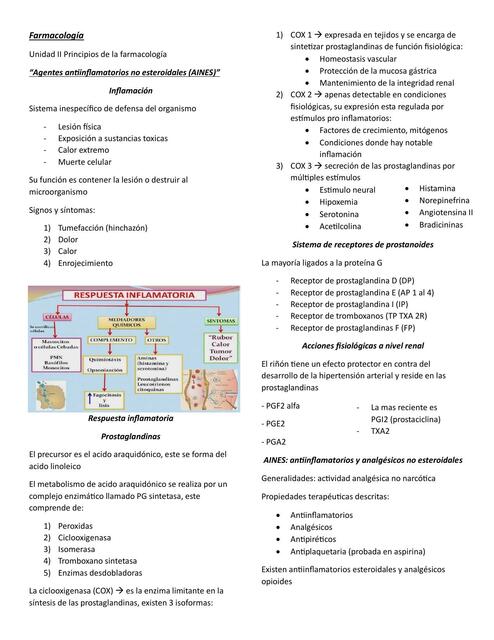 Fármacos: AINES, sistema gastrointestinal, antibióticos antiviral y antifúngicos