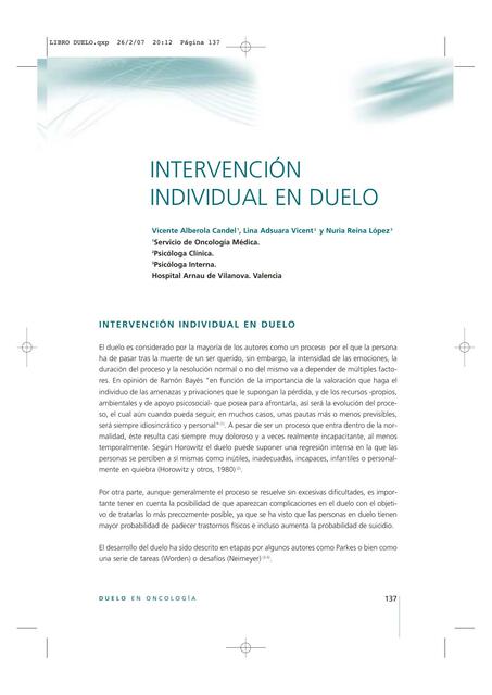 Intervención Individual en Duelo 