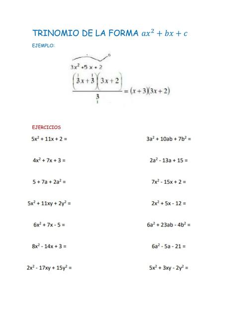 Trinomio de la forma ax2