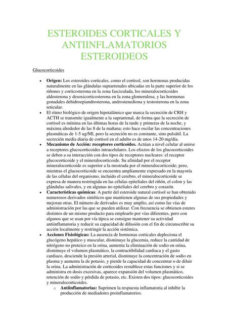 Esteroides Corticales y Antiinflamatorios Esteroideos 