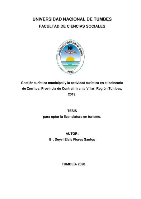 Gestión Turística Municipal y la Actividad Turística 