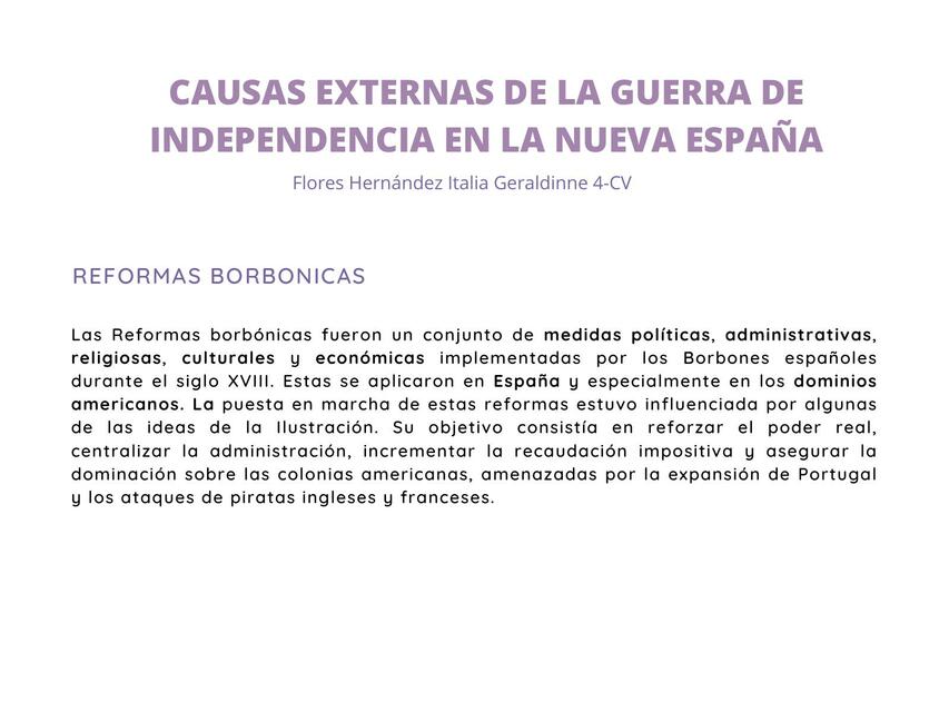 Causas externas de la guerra de independencia en la nueva España