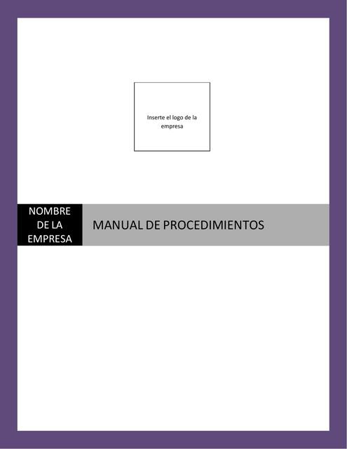 Plantilla Manual de procedimientos  