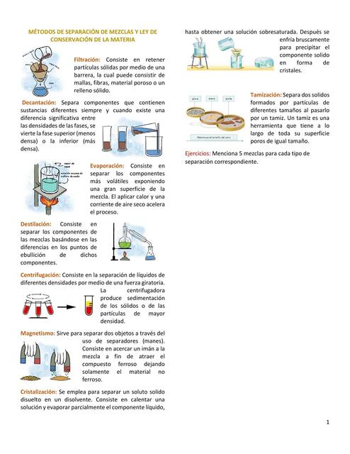 Métodos de separación y ejercicios de propiedades