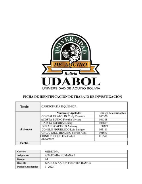 INVESTIGACIÓN DE CARDIOPATÍA ISQUÉMICA