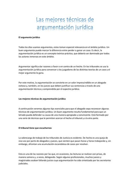 Las mejores técnicas de argumentación jurídica