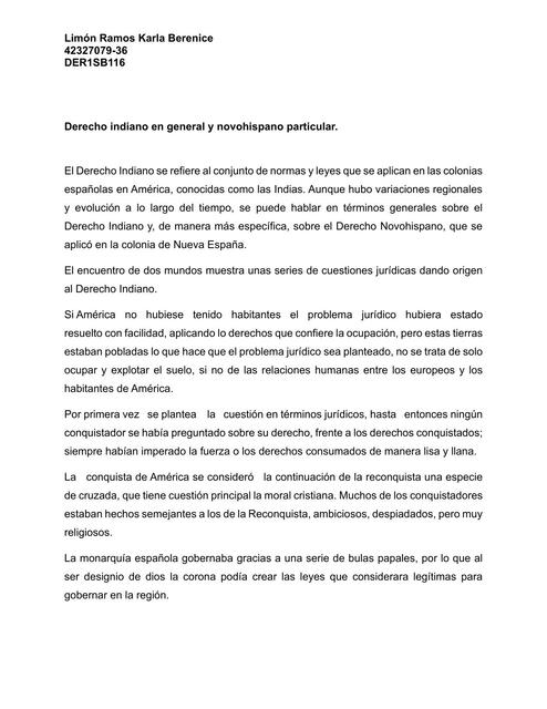03 Derecho indiano Berenice Ramos uDocz