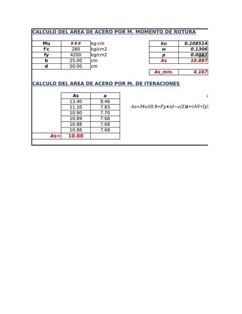 DISEÑO CONCRETO SIMPLE excel