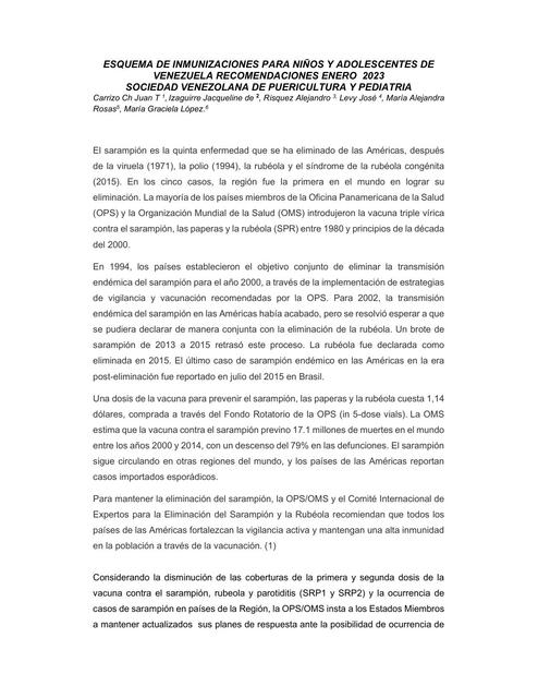 ESQUEMA DE INMUNIZACIONES ENERO