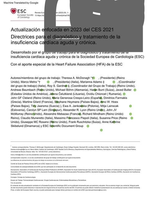 Insuficiencia Cardiaca Sociedad Europea Cardiologí