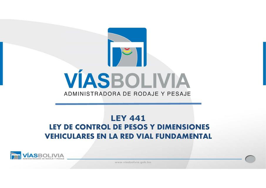 Ley control pesos vehiculares VIAS BOLIVIA