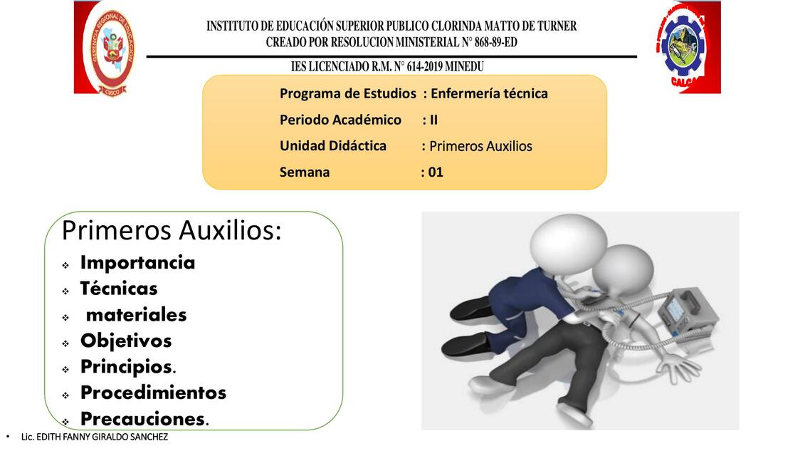 SEMANA 1 PRIMEROS AUXILIOS