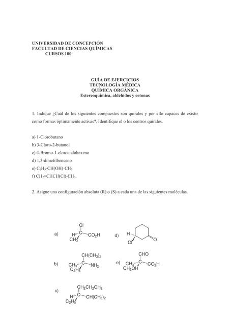 Guia estereoquímica aldehídos cetonas 