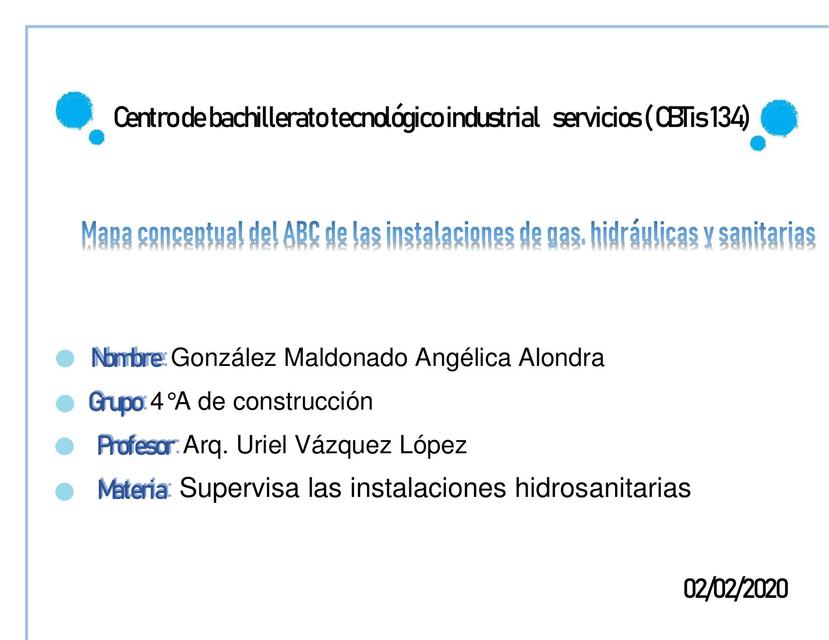 Mapa conceptual del ABC de las instalaciones de gas, hidráulicas y sanitarias  