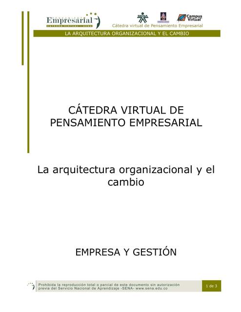 La Arquitectura Organizacional y el Cambio