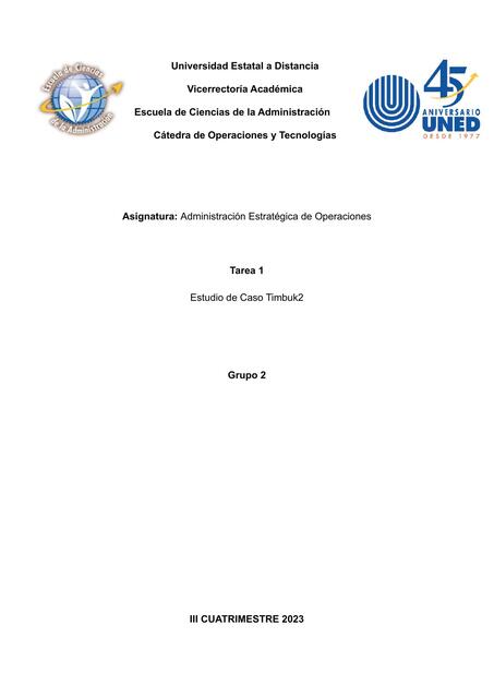 Caso Timbuk2 Administración Estratégica de Operaciones