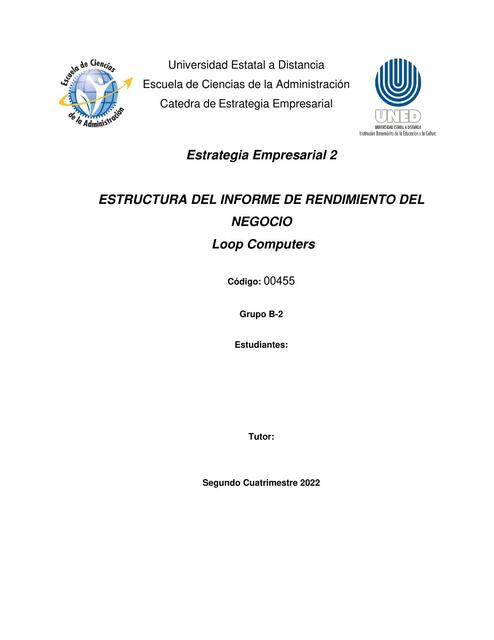 INFORME DE RENDIMIENTO DEL NEGOCIO