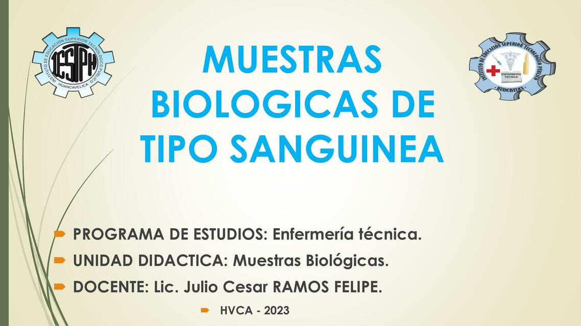 Muestras Biológicas de Tipo Sanguínea 