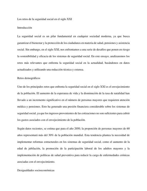 Retos de la seguridad social en el siglo XXI