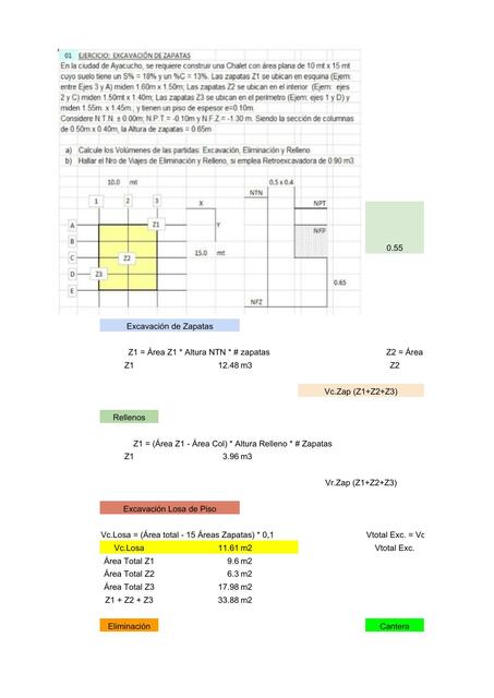 Ejercicio: Excavación de Zapatas 