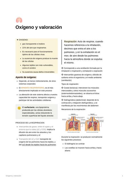 Oxígeno y valoración